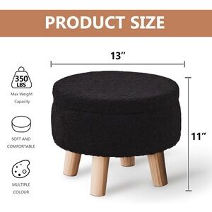 Black Faux Fur Ottoman